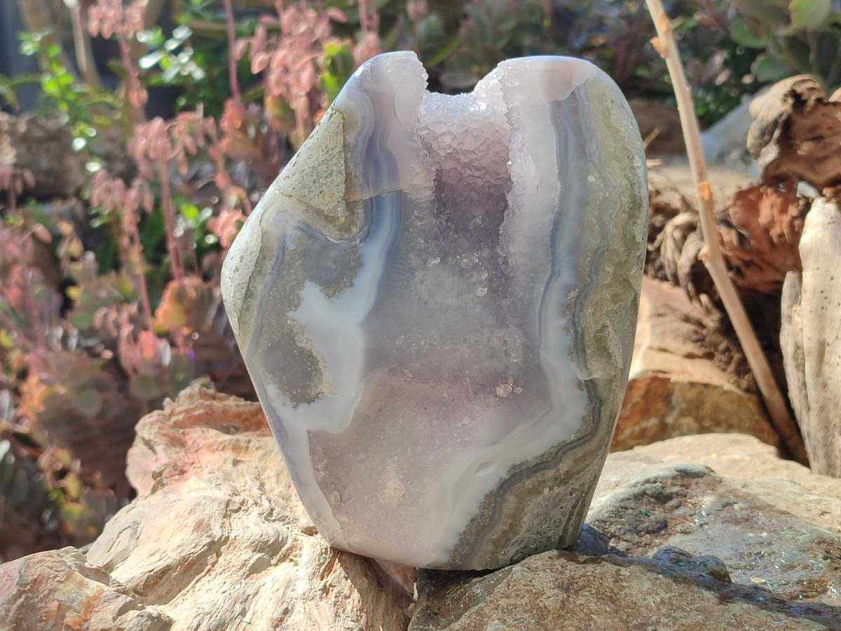 Polished Large Blue Lace Agate Standing Display Piece x 1 From Nsanje, Malawi - Toprock Gemstones and Minerals 