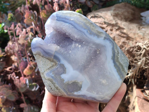 Polished Large Blue Lace Agate Standing Display Piece x 1 From Nsanje, Malawi - Toprock Gemstones and Minerals 