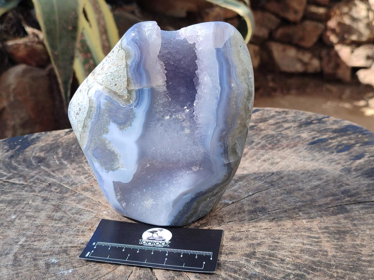 Polished Large Blue Lace Agate Standing Display Piece x 1 From Nsanje, Malawi - Toprock Gemstones and Minerals 