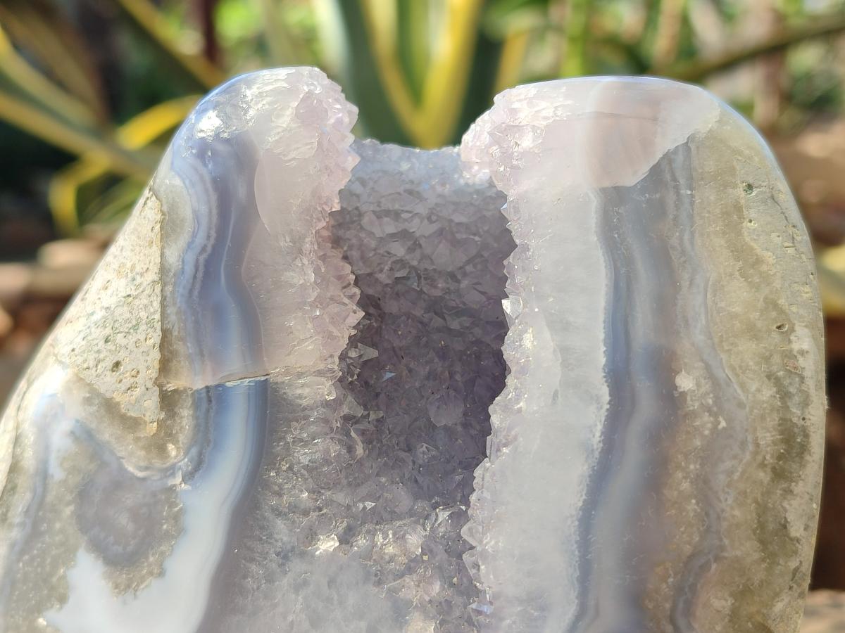 Polished Large Blue Lace Agate Standing Display Piece x 1 From Nsanje, Malawi - Toprock Gemstones and Minerals 