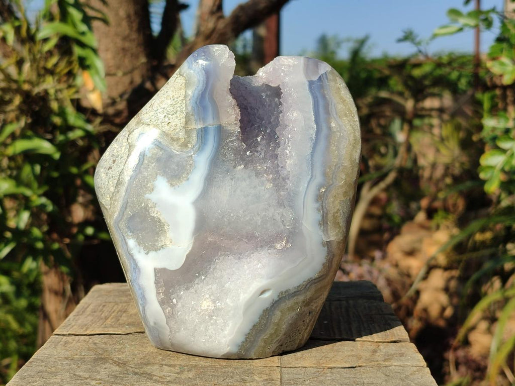 Polished Large Blue Lace Agate Standing Display Piece x 1 From Nsanje, Malawi - Toprock Gemstones and Minerals 