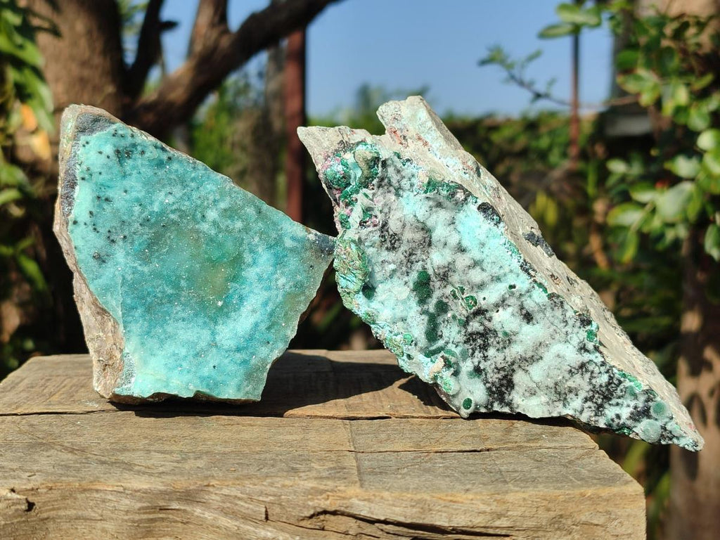 Natural Drusy Coated Chrysocolla Specimens with Heterogenite and Malachite x 3 From Lupoto Mine, Congo - Toprock Gemstones and Minerals 