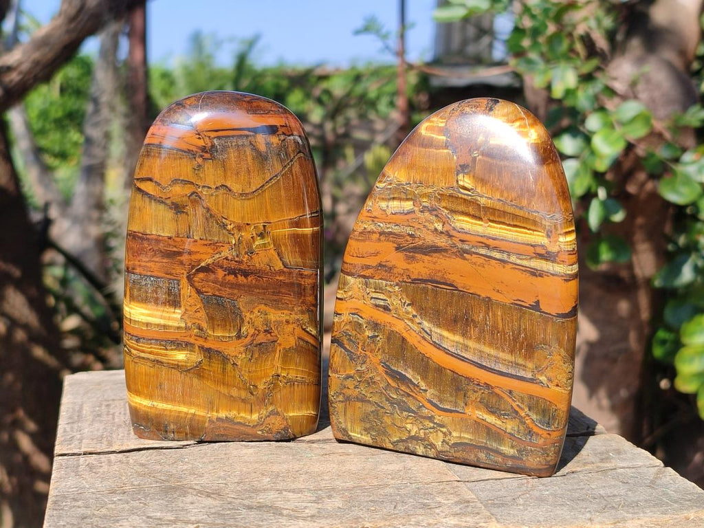 Polished Golden Tigers Eye Display Pieces x 3 From Prieska, South Africa - Toprock Gemstones and Minerals 