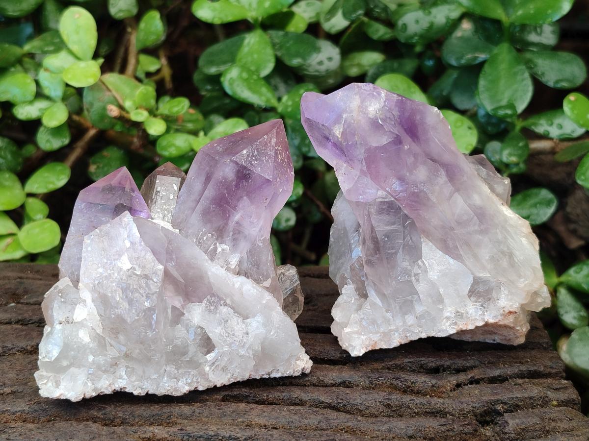 Natural Jacaranda Amethyst Crystal Clusters x 3 From Mumbwa, Zambia - Toprock Gemstones and Minerals 