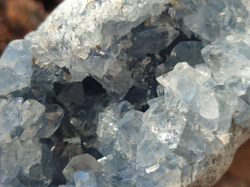 Natural Blue Celestite Geode Specimens x 2 From Sakoany, Madagascar - Toprock Gemstones and Minerals 