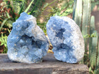 Natural Blue Celestite Geode Specimens x 2 From Sakoany, Madagascar - Toprock Gemstones and Minerals 