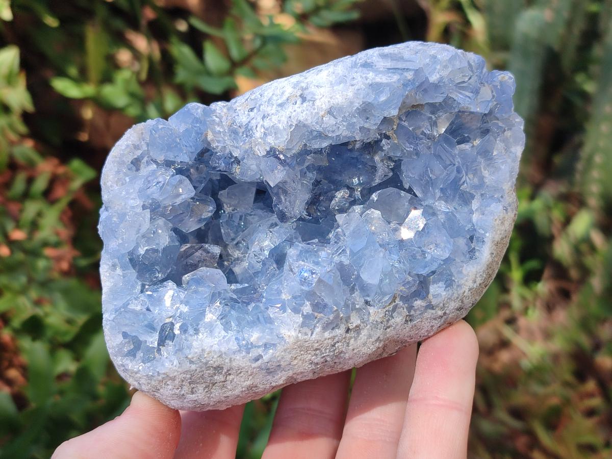Natural Blue Celestite Geode Specimens x 2 From Sakoany, Madagascar - Toprock Gemstones and Minerals 