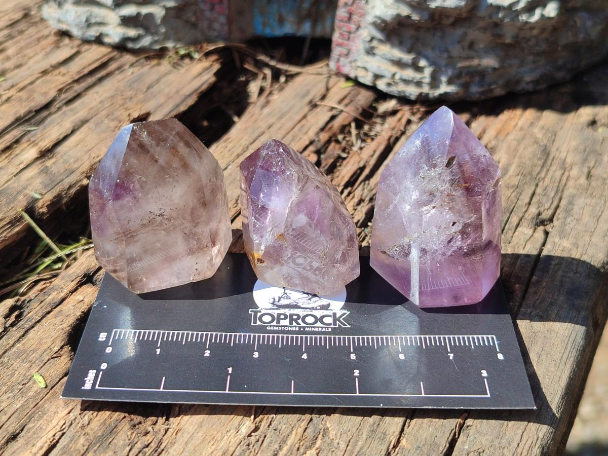 Polished Dark Purple Window Amethyst Crystals x 20 From Akansobe, Madagascar - Toprock Gemstones and Minerals 