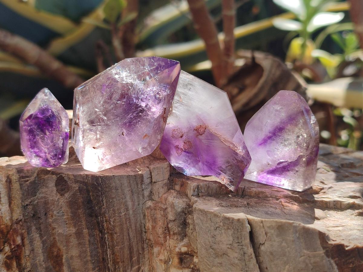 Polished Dark Purple Window Amethyst Crystals x 20 From Akansobe, Madagascar - Toprock Gemstones and Minerals 