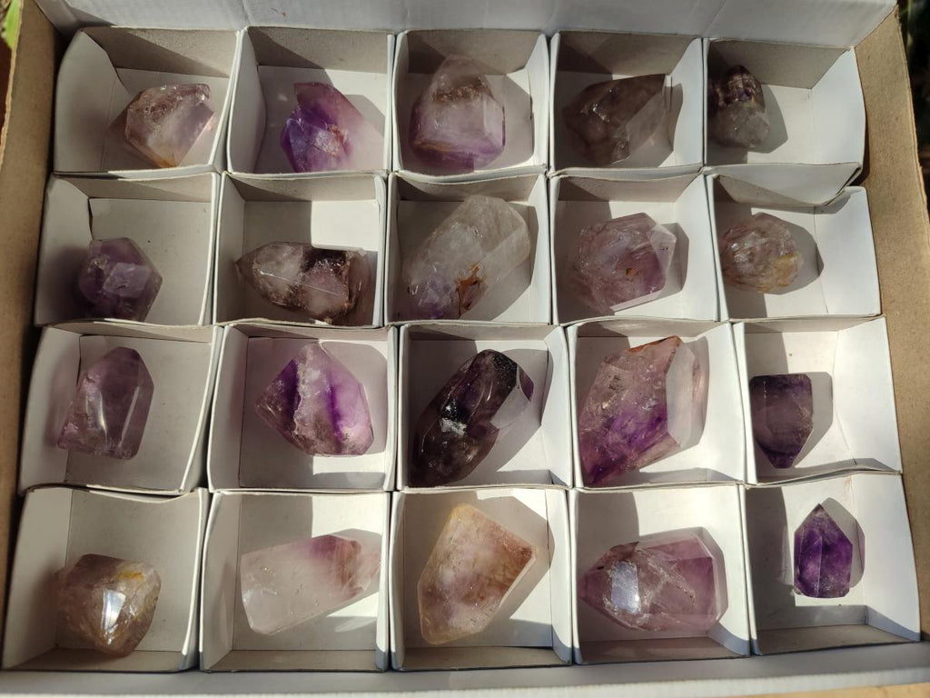 Polished Dark Purple Window Amethyst Crystals x 20 From Akansobe, Madagascar - Toprock Gemstones and Minerals 