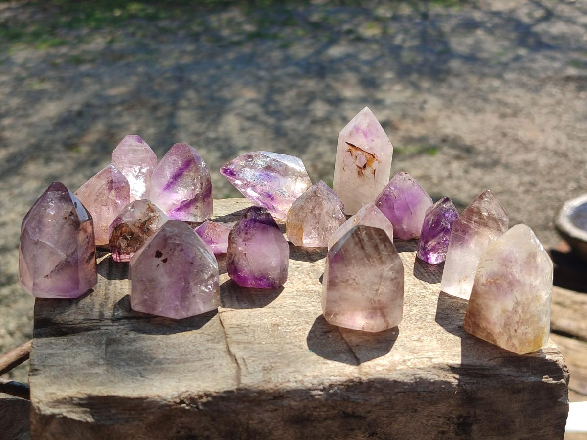 Polished Dark Purple Window Amethyst Crystals x 20 From Akansobe, Madagascar - Toprock Gemstones and Minerals 