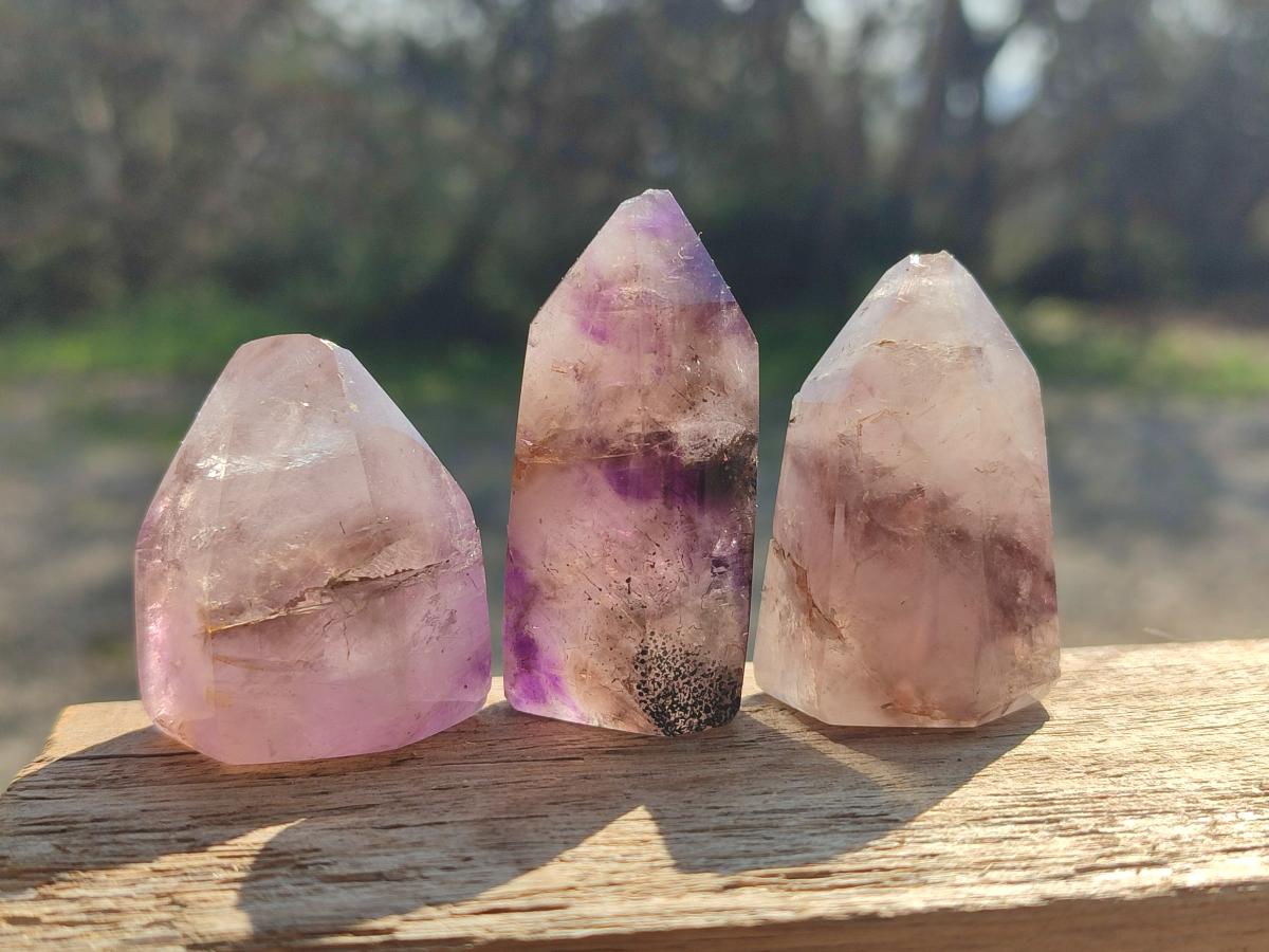 Polished Dark Purple Window Amethyst Crystals x 20 From Akansobe, Madagascar - Toprock Gemstones and Minerals 