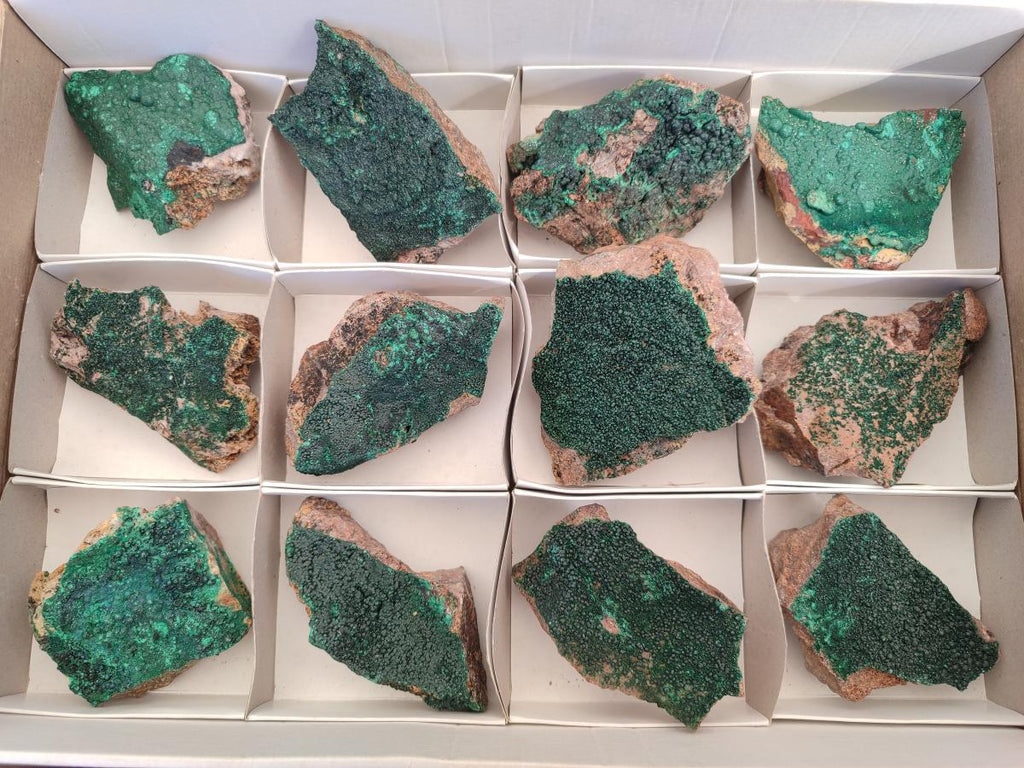 Natural Botryoidal Crystalline Malachite Specimens x 12 From Tenke Fungurume, Congo - Toprock Gemstones and Minerals 