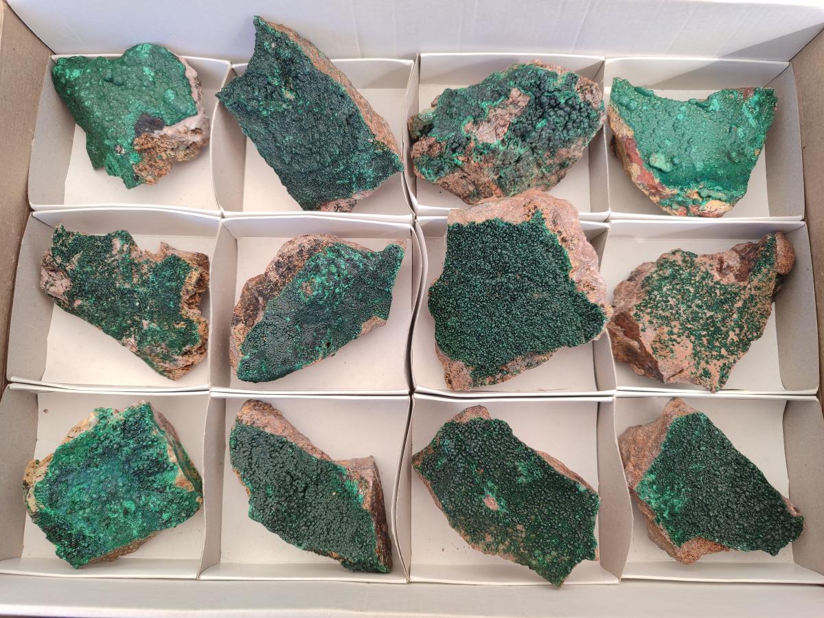 Natural Botryoidal Crystalline Malachite Specimens x 12 From Tenke Fungurume, Congo - Toprock Gemstones and Minerals 