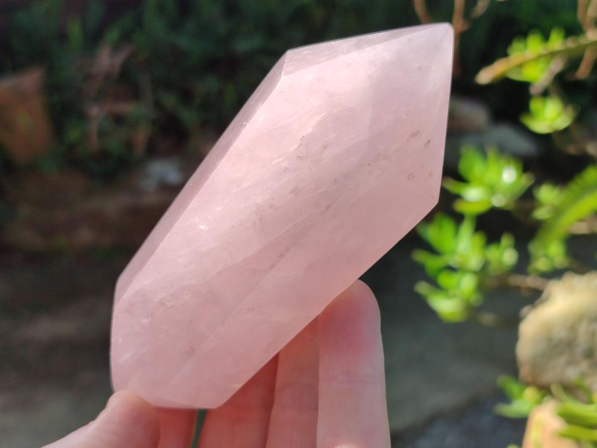 Polished Large Double Terminated Gemmy Rose Quartz Crystals x 6 From Madagascar - Toprock Gemstones and Minerals 