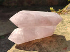 Polished Large Double Terminated Gemmy Rose Quartz Crystals x 6 From Madagascar - Toprock Gemstones and Minerals 