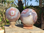 Polished Red Shashe River Agate Spheres x 2 From Shashe River, Zimbabwe - Toprock Gemstones and Minerals 