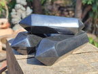 Polished Double Terminated Black Basalt Crystals x 4 From Madagascar - Toprock Gemstones and Minerals 