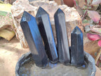 Polished Double Terminated Black Basalt Crystals x 4 From Madagascar - Toprock Gemstones and Minerals 