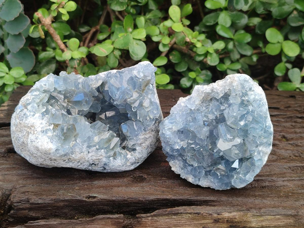 Natural Blue Celestite Specimens x 2 From Sakoany, Madagascar - Toprock Gemstones and Minerals 
