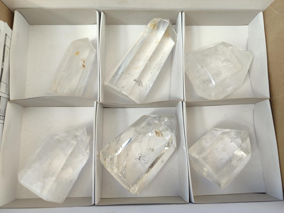 Polished Clear Quartz Crystals x 6 From Madagascar - Toprock Gemstones and Minerals 