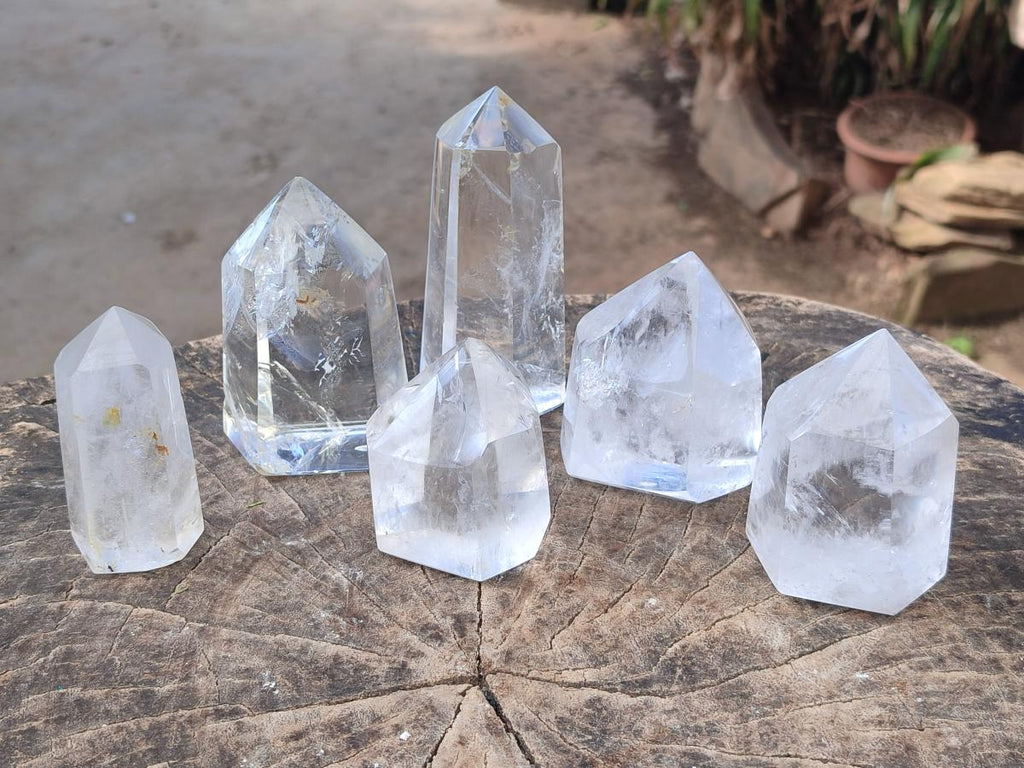 Polished Clear Quartz Crystals x 6 From Madagascar - Toprock Gemstones and Minerals 