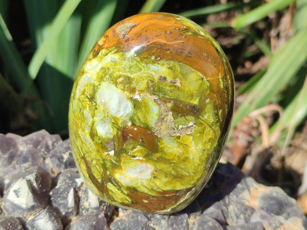 Polished Green Opal Standing Display Pieces x 2 From Betroka, Madagascar - Toprock Gemstones and Minerals 