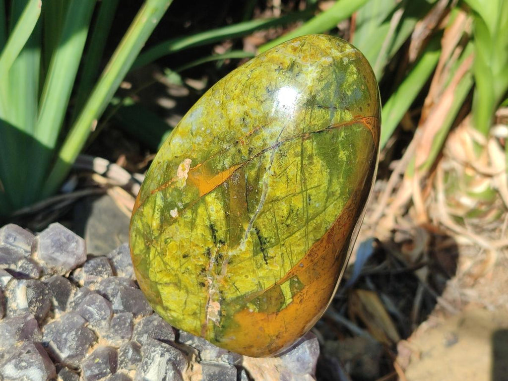 Polished Green Opal Standing Display Pieces x 2 From Betroka, Madagascar - Toprock Gemstones and Minerals 