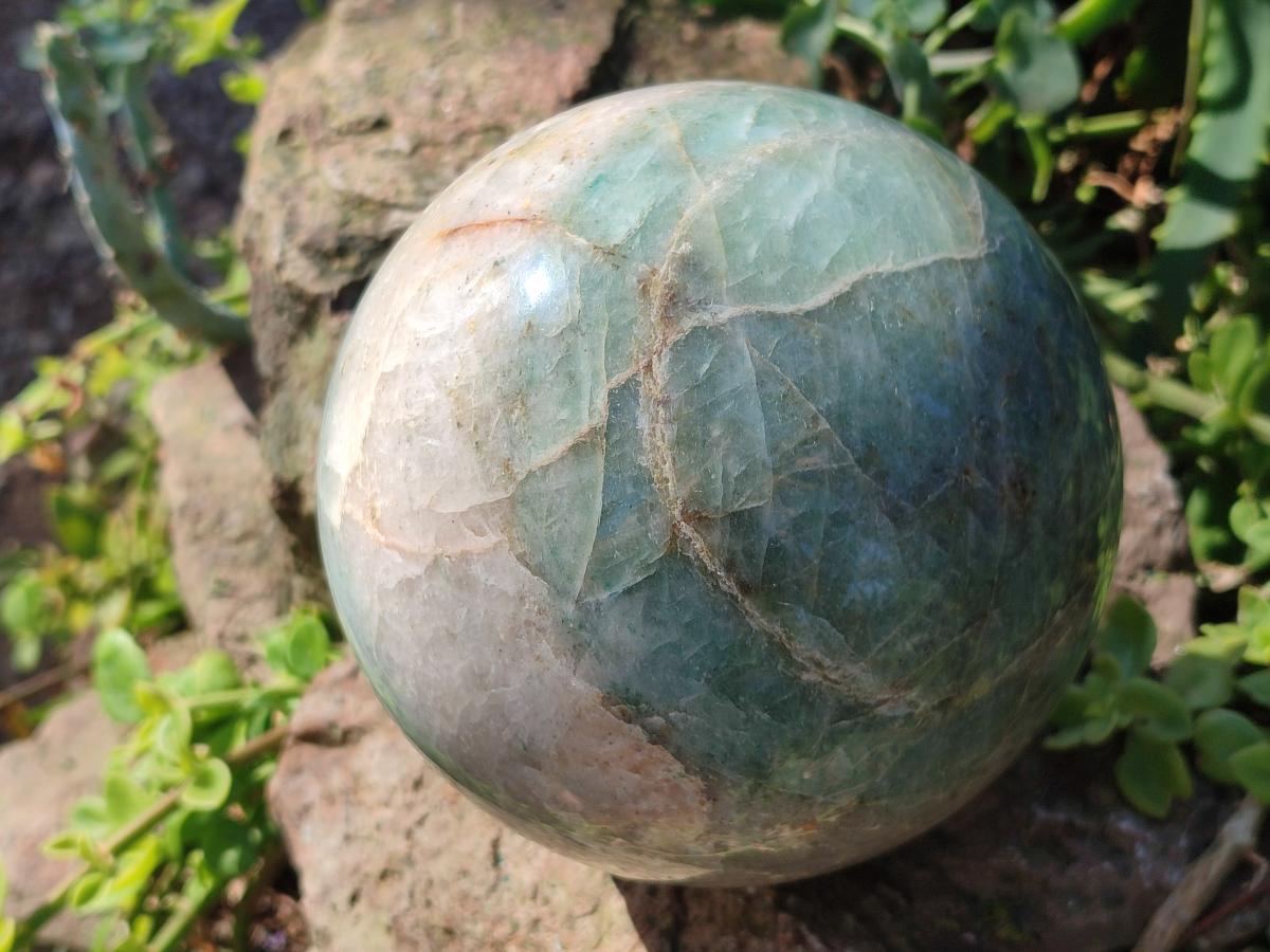 Polished Large Green and White Banded Aventurine Spheres x 2 From South Africa - Toprock Gemstones and Minerals 