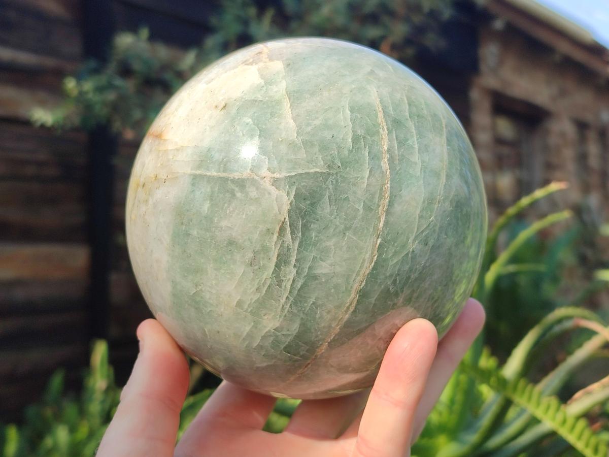 Polished Large Green and White Banded Aventurine Spheres x 2 From South Africa - Toprock Gemstones and Minerals 