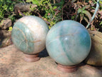 Polished Large Green and White Banded Aventurine Spheres x 2 From South Africa - Toprock Gemstones and Minerals 