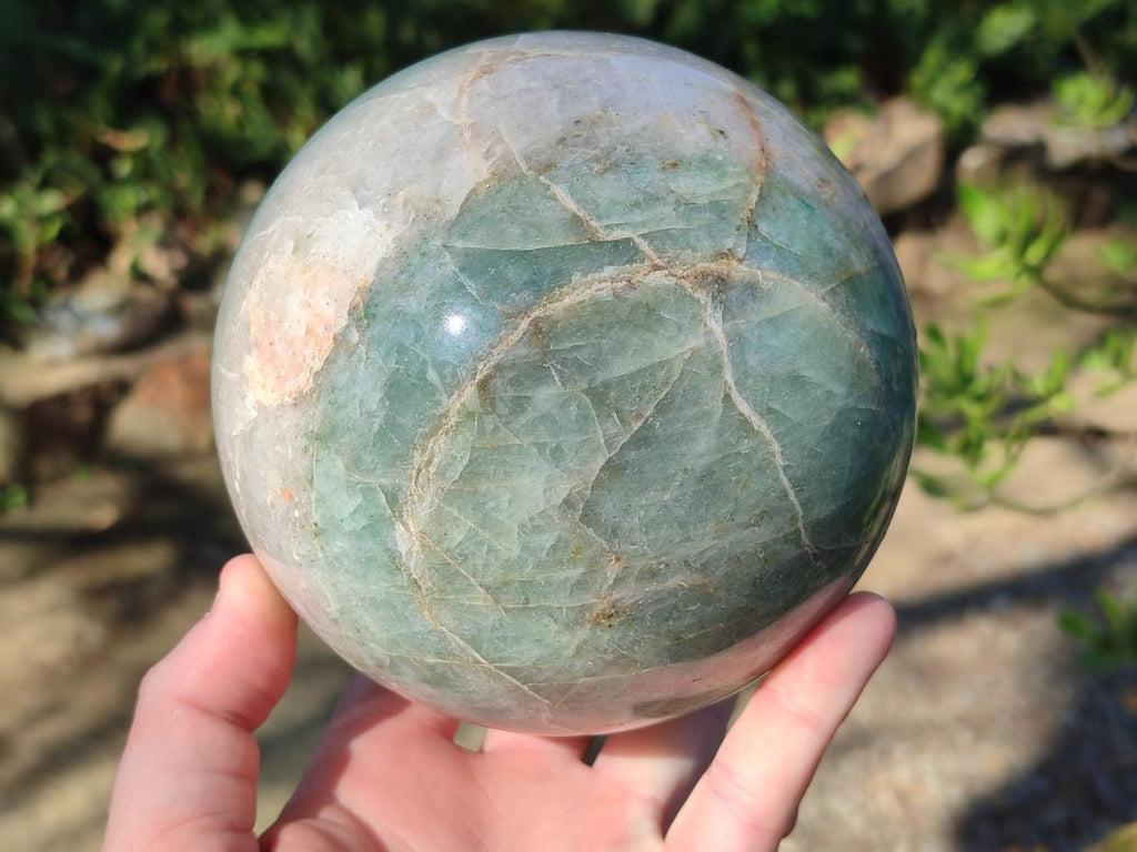 Polished Large Green and White Banded Aventurine Spheres x 2 From South Africa - Toprock Gemstones and Minerals 