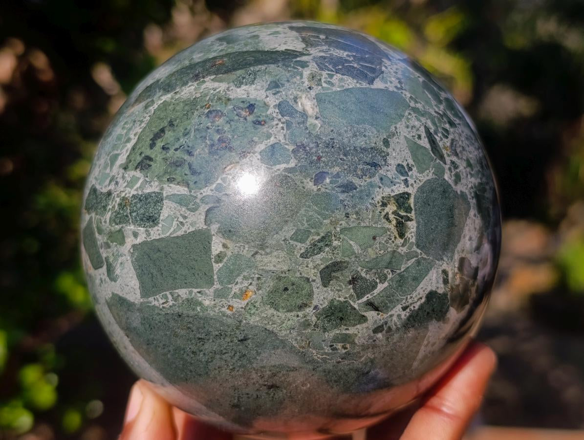 Polished Large Black and Green Marble Spheres x 2 From Rustenburg, South Africa - Toprock Gemstones and Minerals 