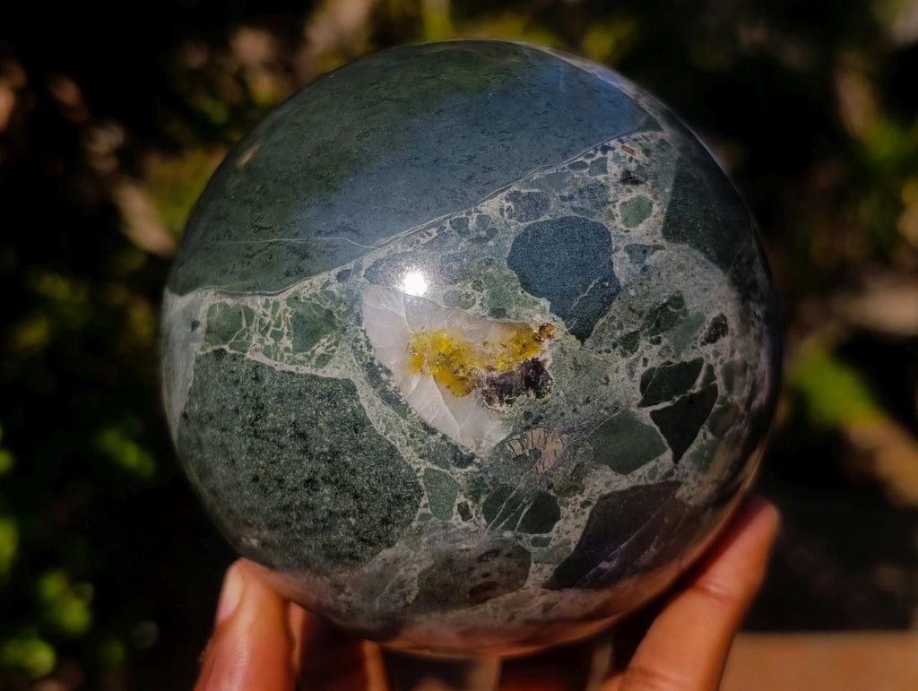 Polished Large Black and Green Marble Spheres x 2 From Rustenburg, South Africa - Toprock Gemstones and Minerals 