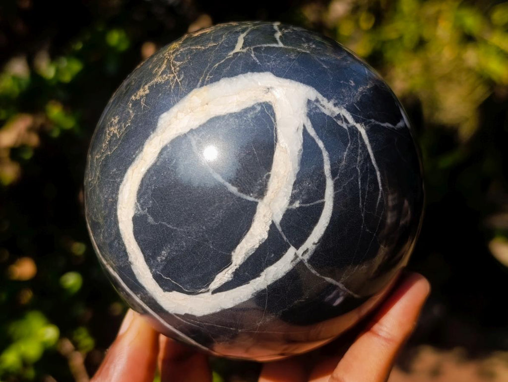 Polished Large Black and Green Marble Spheres x 2 From Rustenburg, South Africa - Toprock Gemstones and Minerals 