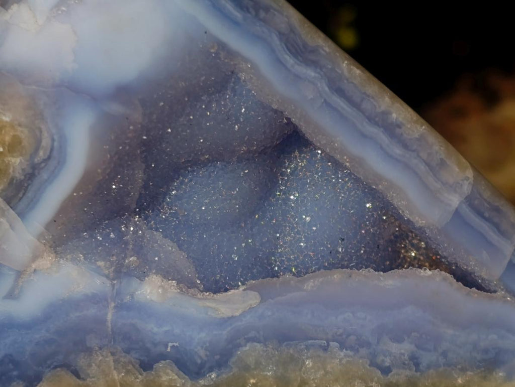 Polished and Natural Blue Lace Agate Free Form and Standing Display Piece x 2 From Nsanje, Malawi - Toprock Gemstones and Minerals 