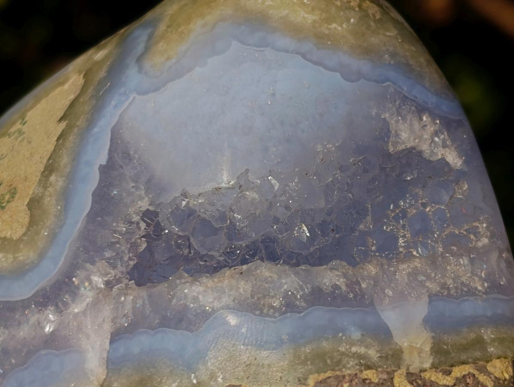 Polished and Natural Blue Lace Agate Free Form and Standing Display Piece x 2 From Nsanje, Malawi - Toprock Gemstones and Minerals 