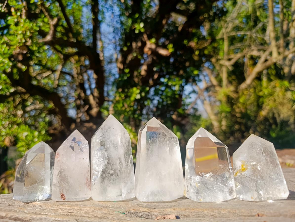 Polished Clear Quartz Crystals x 6 From Madagascar - Toprock Gemstones and Minerals 