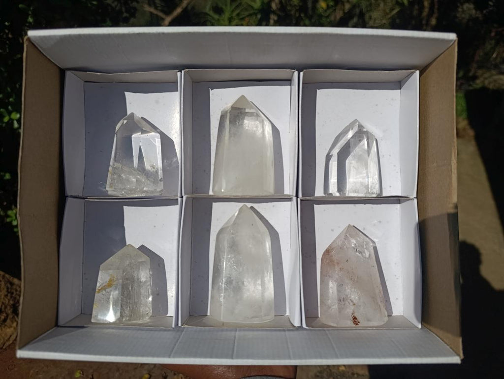Polished Clear Quartz Crystals x 6 From Madagascar - Toprock Gemstones and Minerals 