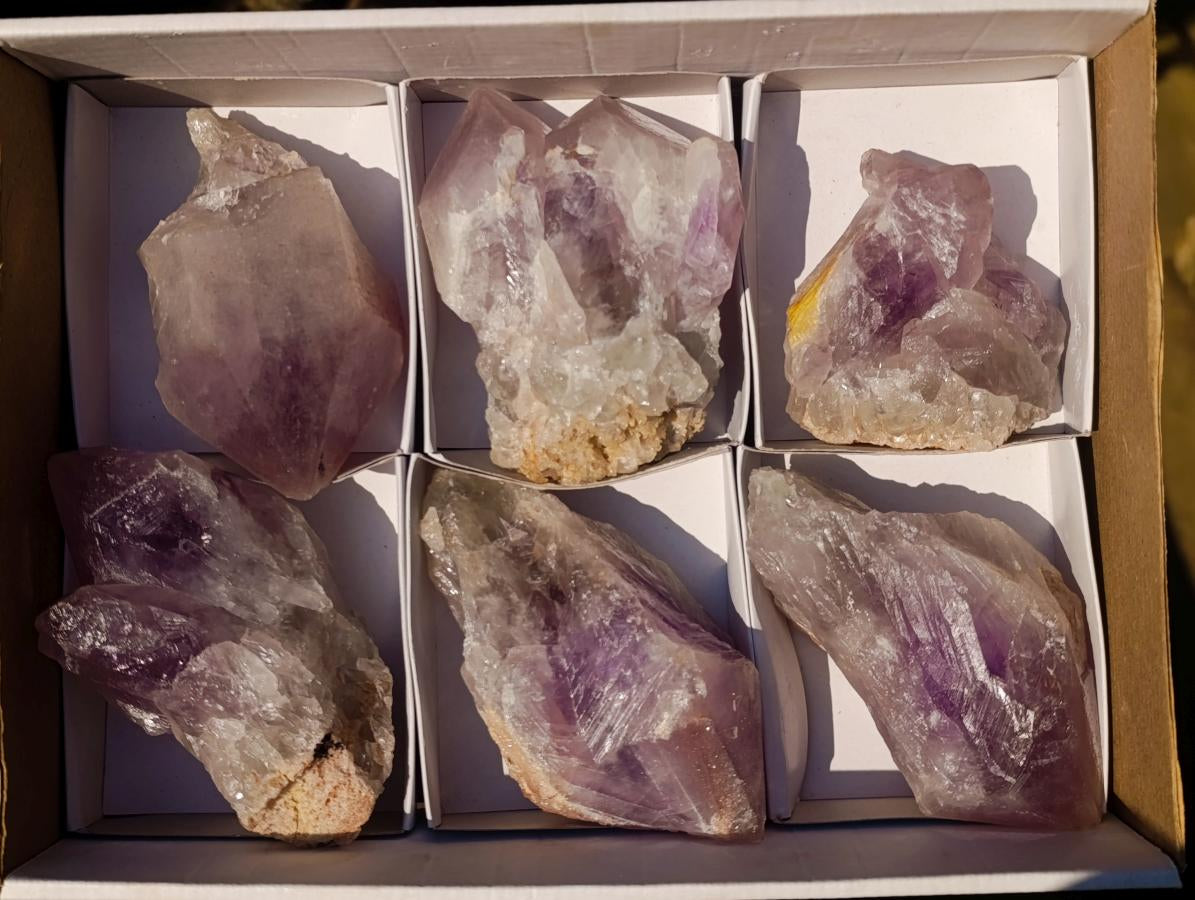 Natural Jacaranda Amethyst Crystals and Clusters x 6 From Mumbwa, Zambia - Toprock Gemstones and Minerals 