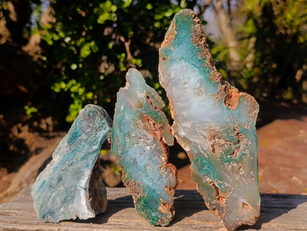 Polished One Side Great Dyke Mtorolite Chrysoprase Slices x 6 From Great Dyke Mountain Range, Zimbabwe - Toprock Gemstones and Minerals 