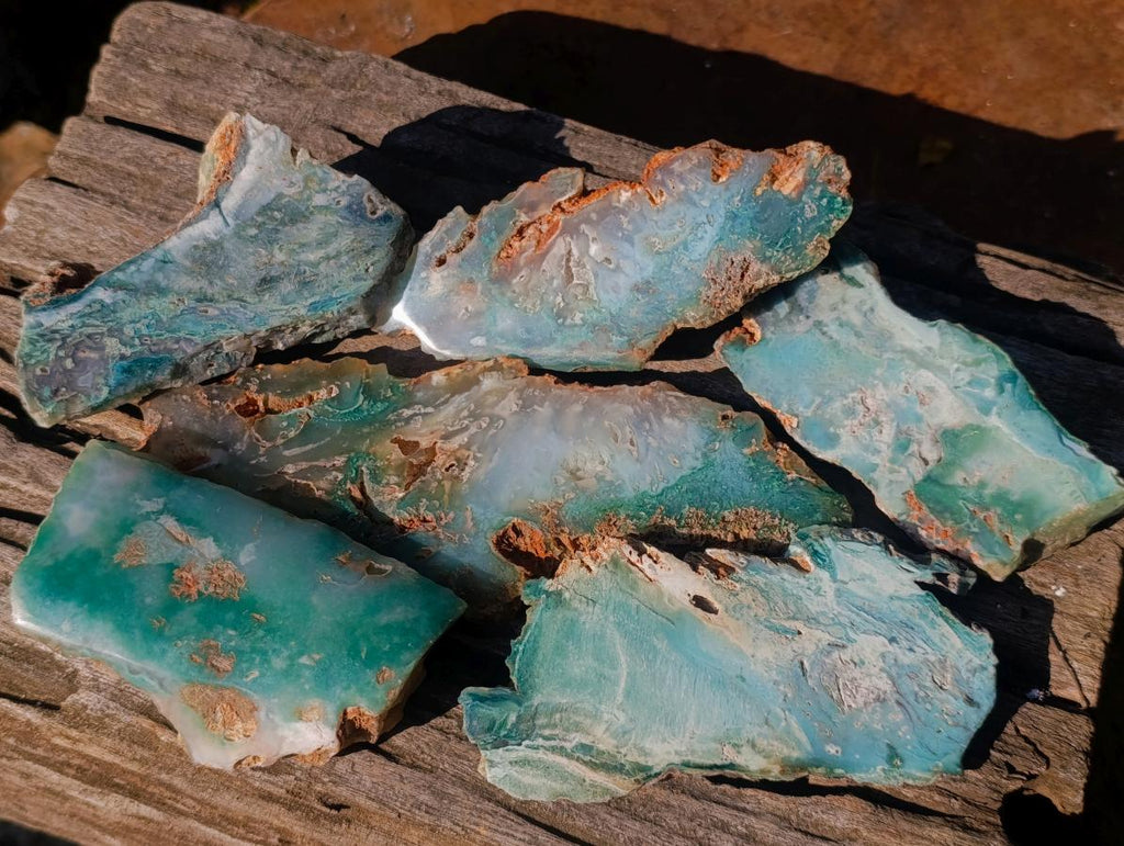 Polished One Side Great Dyke Mtorolite Chrysoprase Slices x 6 From Great Dyke Mountain Range, Zimbabwe - Toprock Gemstones and Minerals 