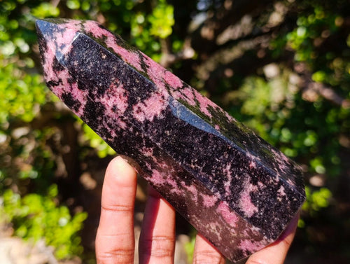 Polished Rhodonite Gemstone Display Crystals x 3 From Ambindavato, Madagascar - Toprock Gemstones and Minerals 