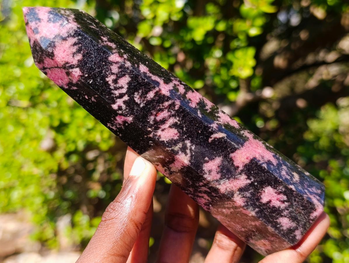 Polished Rhodonite Gemstone Display Crystals x 3 From Ambindavato, Madagascar - Toprock Gemstones and Minerals 