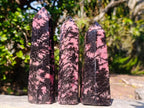 Polished Rhodonite Gemstone Display Crystals x 3 From Ambindavato, Madagascar - Toprock Gemstones and Minerals 
