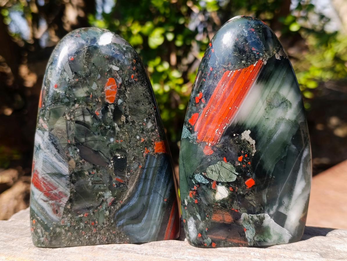 Polished Bloodstone Standing Display Pieces x 2 From Swaziland - Toprock Gemstones and Minerals 