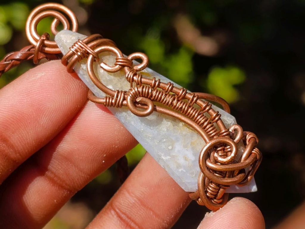 Hand Made Mix of Various Stone Copper Wire Wrapped Necklaces x 6 From South Africa - Toprock Gemstones and Minerals 