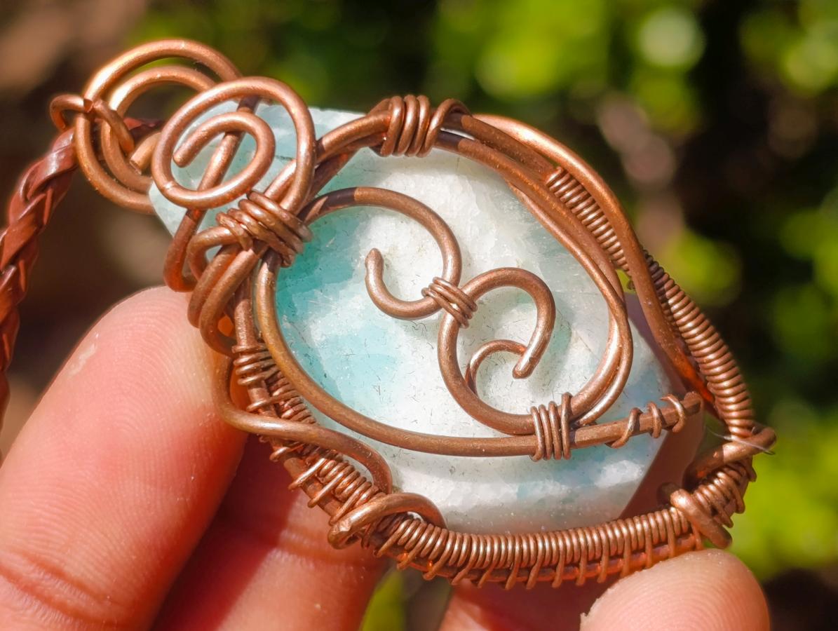 Hand Made Mix of Various Stone Copper Wire Wrapped Necklaces x 6 From South Africa - Toprock Gemstones and Minerals 