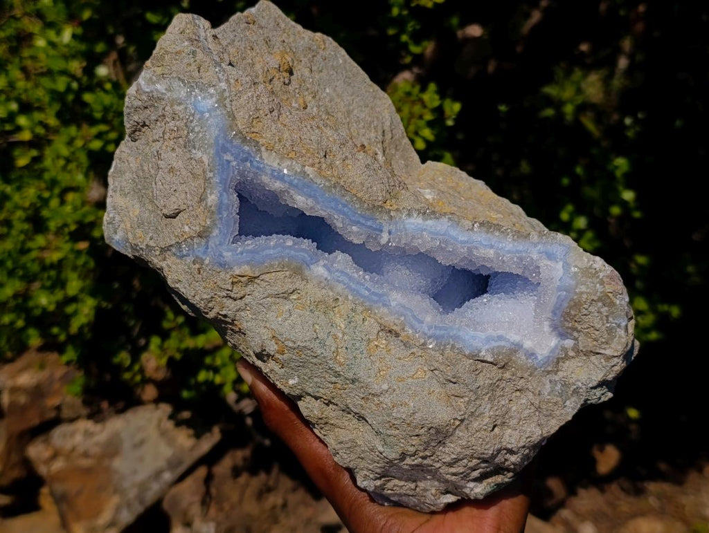 Natural XL Blue Lace Agate Geode Specimen x 1 From Nsanje, Malawi - Toprock Gemstones and Minerals 