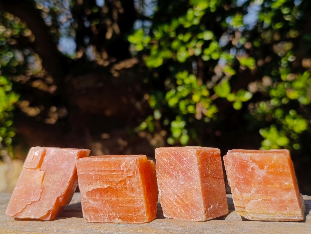 Natural Rhombohedral Sunset Orange Calcite Specimens x 24 From Spitzkop, Namibia - Toprock Gemstones and Minerals 